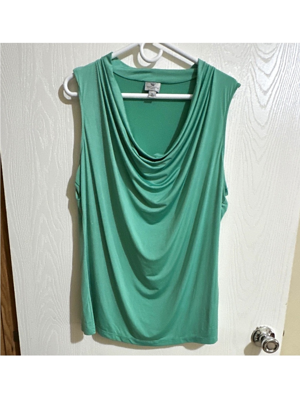 Worthington Womens Green Cowl Neck Sleeveless Stretch Tank Top XL